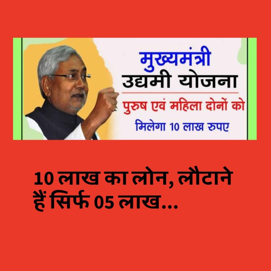 मुख्यमंत्री उद्यमी योजना, 10 लाख का लोन, लौटाने हैं सिर्फ 05 लाख...