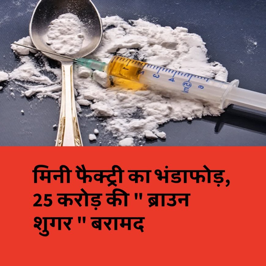 मिनी फैक्ट्री का भंडाफोड़, 25 करोड़ की " ब्राउन शुगर " बरामद, पुलिसकर्मी भी शामिल